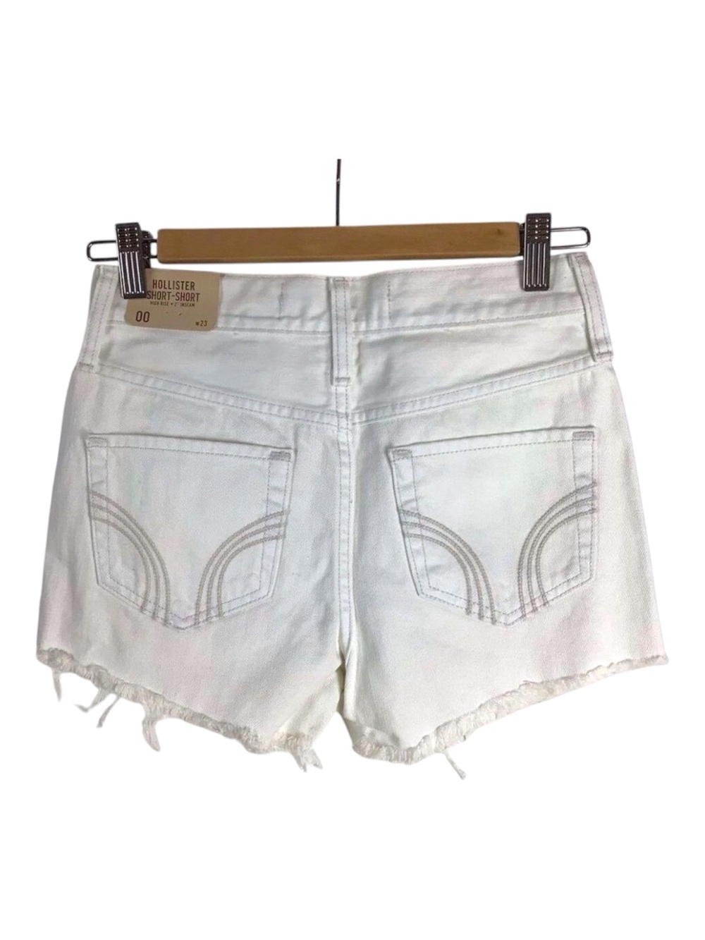 HOLLISTER lace mini jorts jeans shorts distressed white denim  size 0 ripped